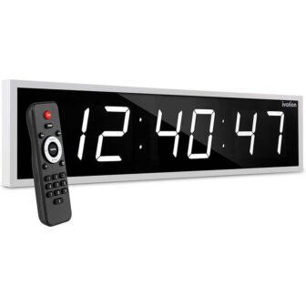 24 in. White Large Digital Wall Clock, LED Wall Clock with Stopwatch