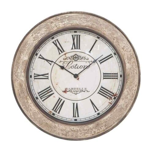 24 in. x 24 in. Cream Wooden Distressed Wall Clock