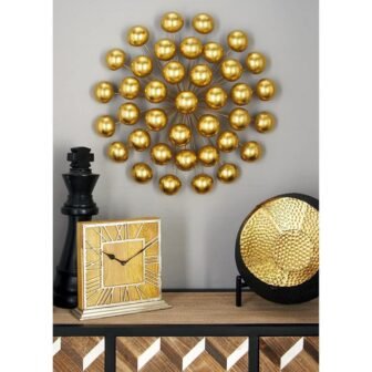 24 in. x 24 in. Metal Gold Starburst Wall Decor with Orb...