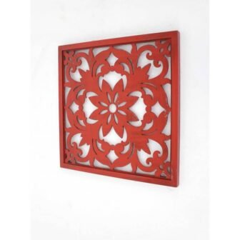 24 in. x 24 in. Red Vintage Floral Wall Plaque Wall Art...