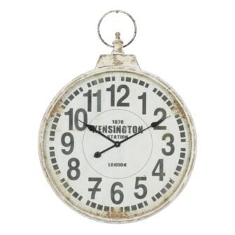 24 in. x 32 in. White Metal Distressed Pocket Watch Inspired Wall...