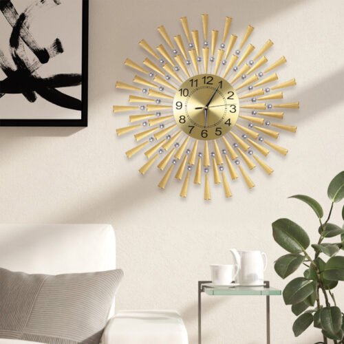 24" Metal Wall Clock Modern Silent Non-Ticking Wall Clock Battery Operated Decor