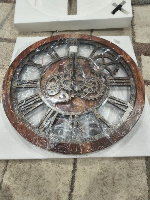 24" The Original Real Moving Gear Wall Clock Vintage Industrial Oversized Rustic