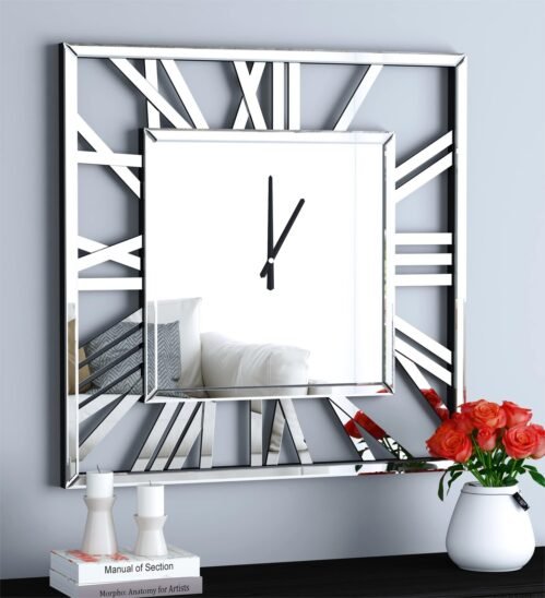 24'' Wall Clocks for Living Room Decor - Glossy Mirror Finish, Decorative Wal...