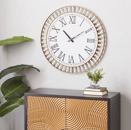 24"x24" Metal Wall Clock with Silent Mechanism, Roman Numerals - Olivia & May