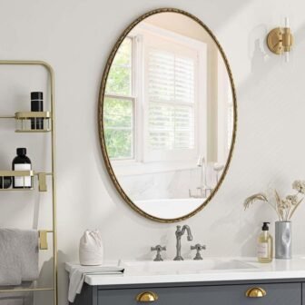 25.6 in. W x 39.37 in. H Oval Gold Mirror, Vintage Wall...