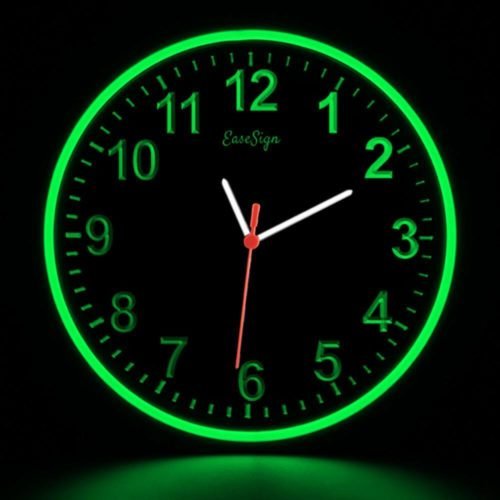 25ck0001 EaseSign Home Decor LED Flexible Flex Neon Wall Clock 7 colors 10"