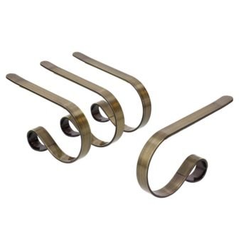 2.5 in. Metal Antique Brass MantleClip Stocking Holder (4-Pack)
