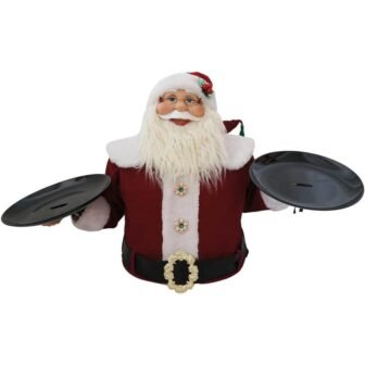 25 in. Musical Christmas Santa Claus with 2 Serving Plates