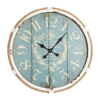 25 in. x 25 in. Blue Metal Wall Clock with Rope accent