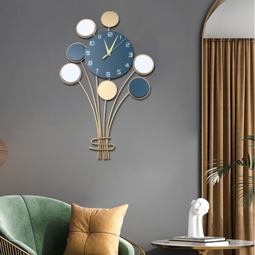 25" Large Hanging Wall Clock Balloon Metal Wall Watch Living Room Home Decor