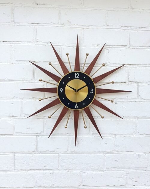 25"Starburst Atomic Wall Clock Handmade Sunburst Style George Nelson Modern