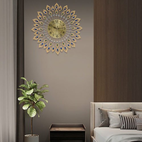 26.4" Luxury Large Wall Clock 3D Peacock Wall Watch Living Room Decor Modern USA