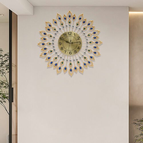 26.4" Luxury Large Wall Clock 3D Peacock Wall Watch Living Room Decor Modern USA
