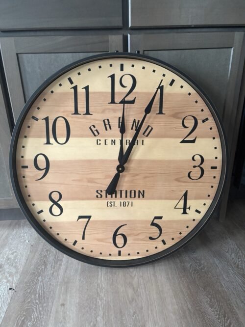 26" Grand Central Station Wall Clock Tan/Black - Threshold: Vintage-Inspired,
