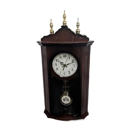 26"H Dark Brown Traditional Angular Pendulum Wall Clock