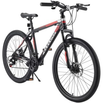 26 in. Adults, Teens Red Mountain Bike 21 Speed w/Mechanical Disc Brake