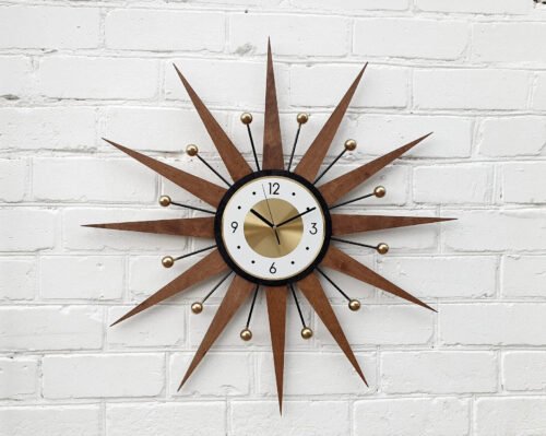 26"Starburst Atomic Wall Clock Handmade Sunburst Style George Nelson Modern