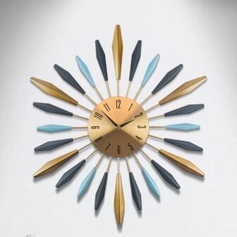 27.6 in. Gold Large Mid Century Wall Clock