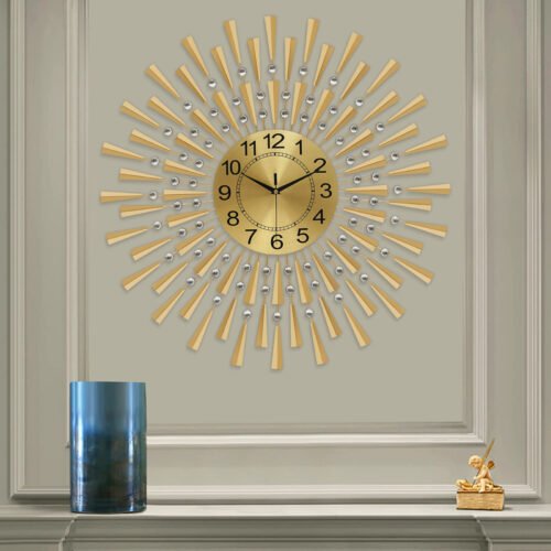 27.6in Large Wall Clocks Non-Ticking Bedroom Gold Silent Retro Clock Wall Decor