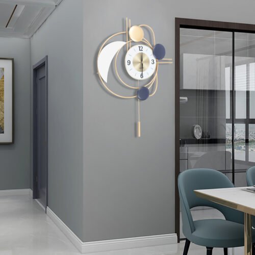 27.95" Inspired Wall Clock Nordic Metal Hanging Clocks Modern Art for Home Decor