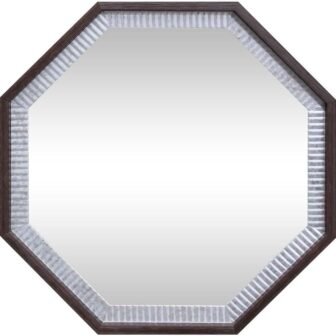 27 in. W x 27 in. H Reddish Brown Wood Vanity Mirror
