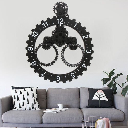 27" Wall Clock 3D Large Wall Art Rotary Gear Fantastic Clock Quartz Movement Kit