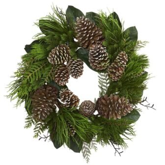28 in. Pine Cone and Pine Artificial Wreath