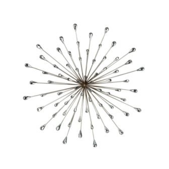 28 in. Round Metal Silver Starburst Wall Decor