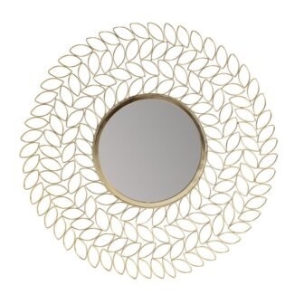 28 in. x 28 in. Modern Round Frameless Damon Gold Leaf Wall...