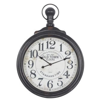 28 in. x 39 in. Brown Wooden Distressed Pocket Watch Style Wall...