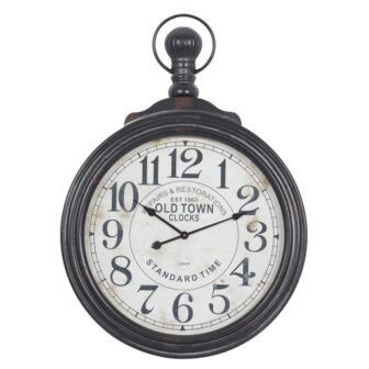 28 in. x 39 in. Brown Wooden Distressed Pocket Watch Style Wall