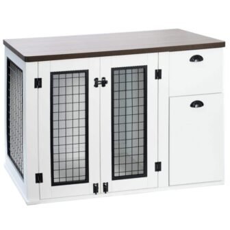 29.1 in. x 22.2 in. x 27.8 in. Wooden Double Door Dog...
