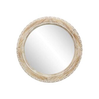29.5 in. W x 29.5 in. H Round Natural Wood and White...