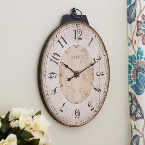 29 Inch Oval Wall Clock for Living Room Decor, French Vintage Farmhouse Wall ...