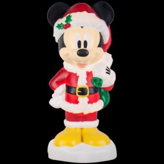 2 ft. Tall White Lighted Christmas Outdoor Decor-Mickey with Gifts-Disney