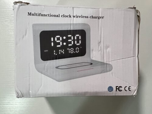 2 in 1 ALARM CLOCK & Wireless CHARGING DOCK - White - RT1 - NEW