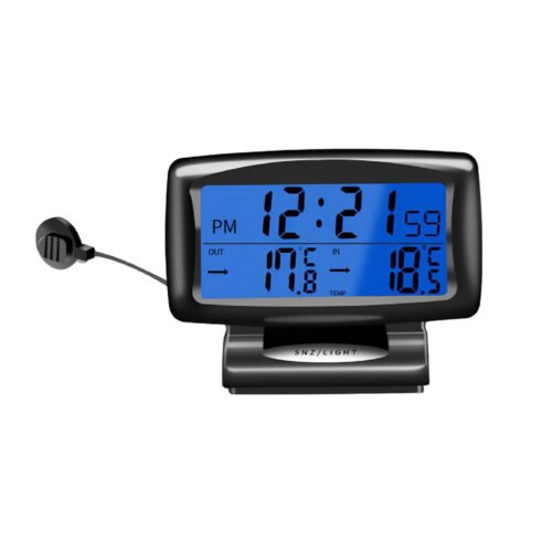 2 in 1 Car Thermometer LED Screen Time Clocks Alarm Calendar Auto In & Outdoor f