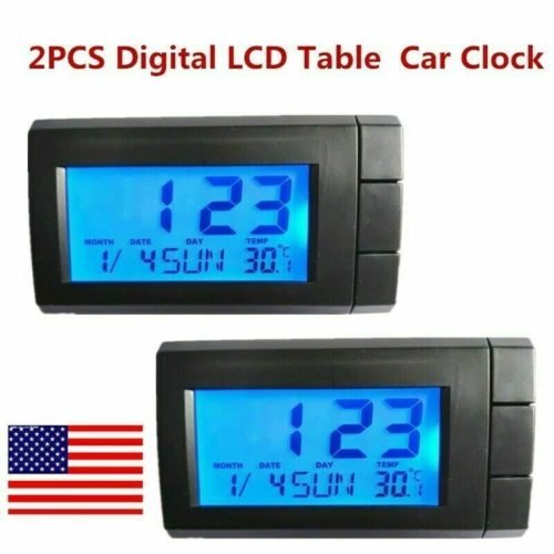 2 pack Digital LCD Home Office Table Car Dashboard Desk Date Time Calendar Clock