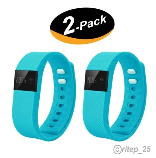 2 Pack TW64 Waterproof Bluetooth 4 Activity Tracker Sport Bracelet (Blue) - New