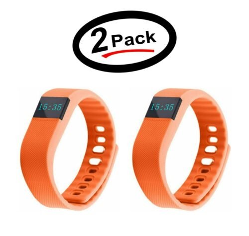 2 Pack TW64 Waterproof Bluetooth 4 Activity Tracker Sport Bracelet (Orange) -New