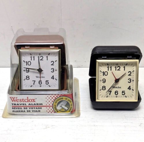 2 Vintage WestClox Travel Alarm Clocks Tourino #44531 - 1 NEW and 1 Used