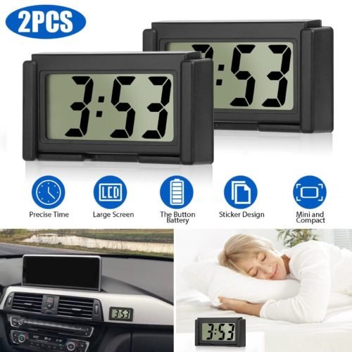 2x Mini Digital LCD Table Auto Car Dashboard Desk Date Time Calendar Small Clock