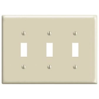 3-Gang Midway Toggle Nylon Wall Plate, Ivory