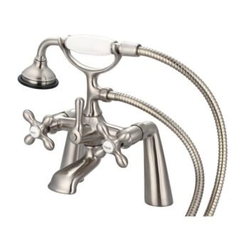 3-Handle Vintage Claw Foot Tub Faucet with Handshower and Cross Handles in...