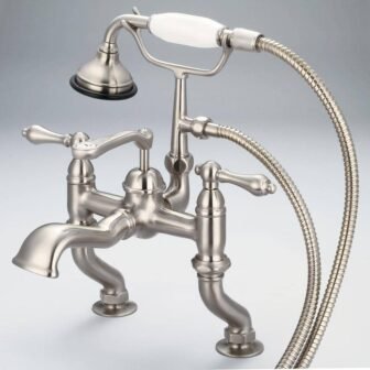 3-Handle Vintage Claw Foot Tub Faucet with Handshower and Lever Handles in...
