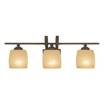 3-Light Bronze Vanity Light with Scavo Glass Shade