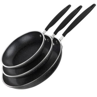 3-Piece Aluminum Nonstick Mineral and Diamond Triple Coated Frying Pan Set in...
