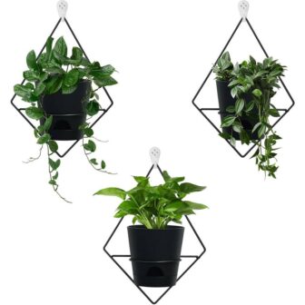 (3 Sets) of Wall Planters for Indoor Plants, Hanging Wall Planter with Black