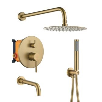 3-Spray Round Wall Mounted Fixed and Handheld Shower Head 1.8 GPM in...